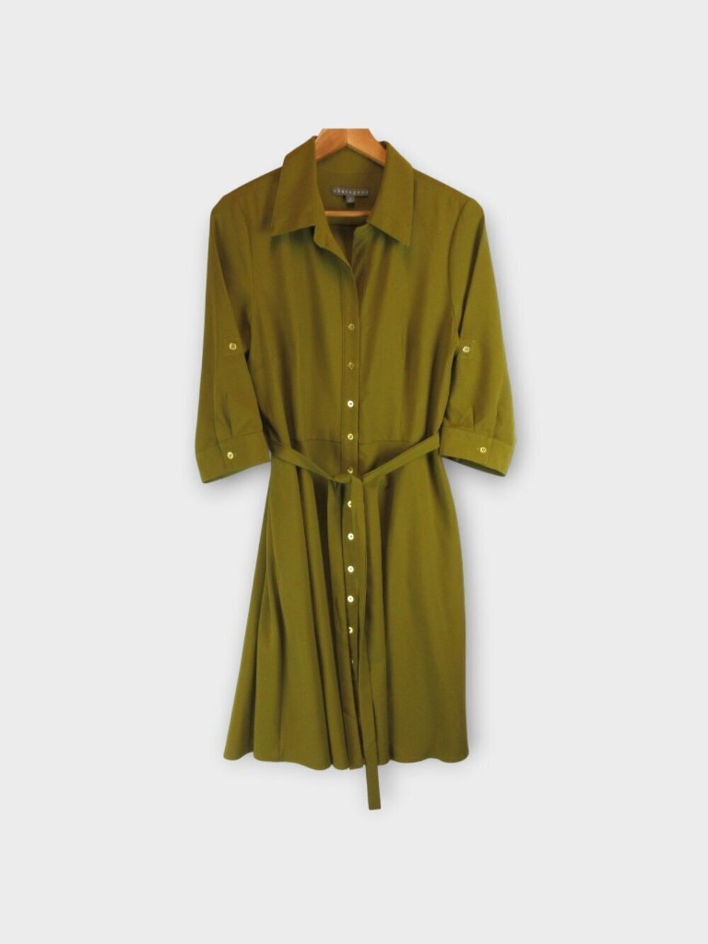 Sharagano A Line Shirtdress Size 12 Chartreuse Green